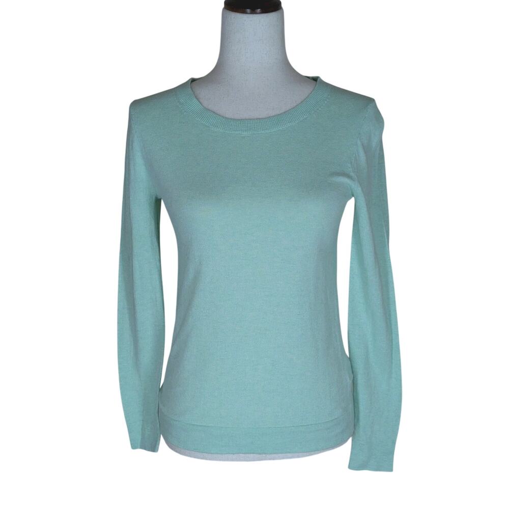 J.CREW Sweater Women XS Mint Green Pullover 100% Cotton Lightweight Thin
